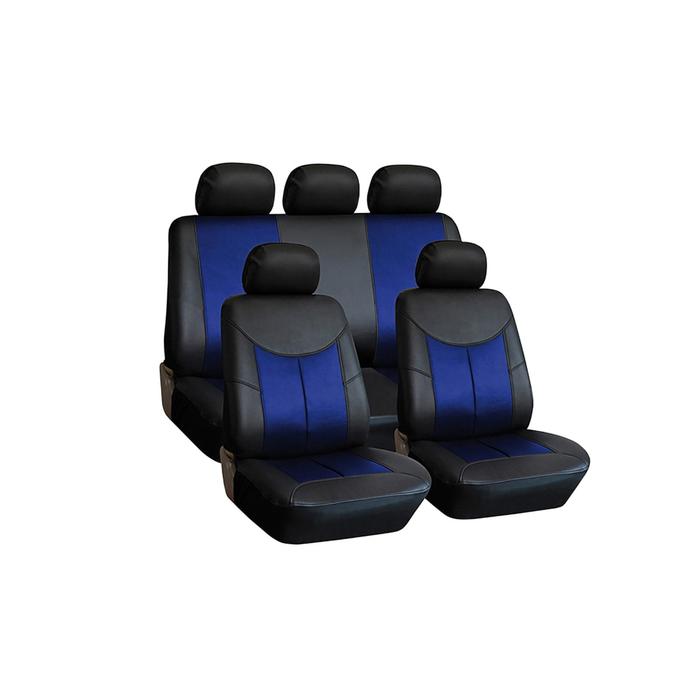 фото Чехлы универсальные на автомобильные сиденья,комплект "style", экокожа, черно/синие kraft