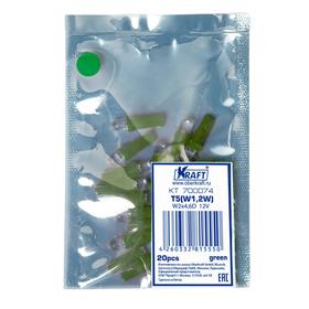 

Светодиод T5 W1,2W (W2x4,6D) ,12v, green