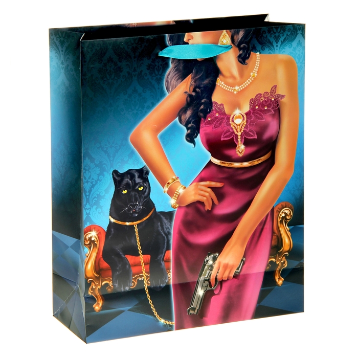 Пакет ламинированный вертикальный (стразы) «Пантера», 26 × 32 см