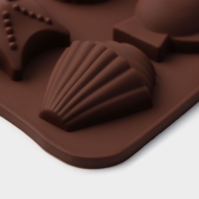 Форма для льда и шоколада, 8 ячеек, 19х10 см "Морской берег", цвета МИКС