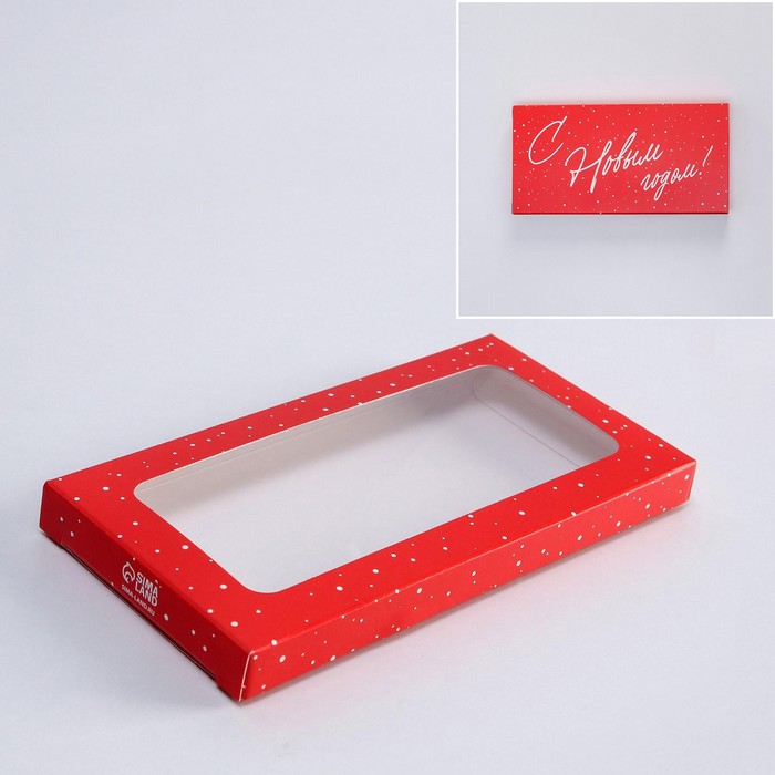 Коробка для шоколада «С новым годом», с окном, 17,3 × 8,8 × 1,5 см