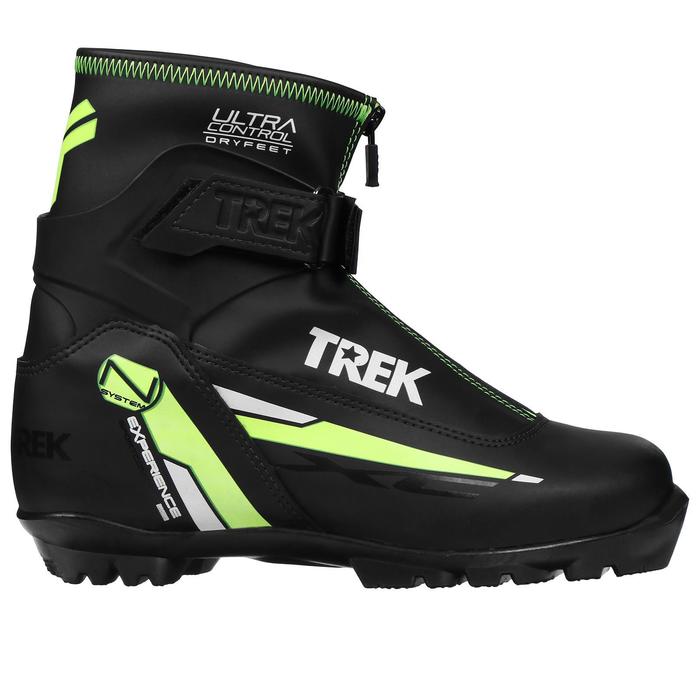 фото Ботинки лыжные trek experience 1 nnn ик, цвет чёрный, лого зелёный неон, размер 41