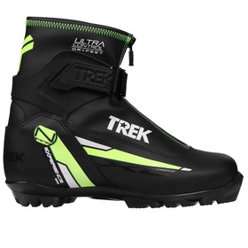 Ботинки лыжные TREK Experience 1 NNN ИК, цвет чёрный, лого зелёный неон, размер 39