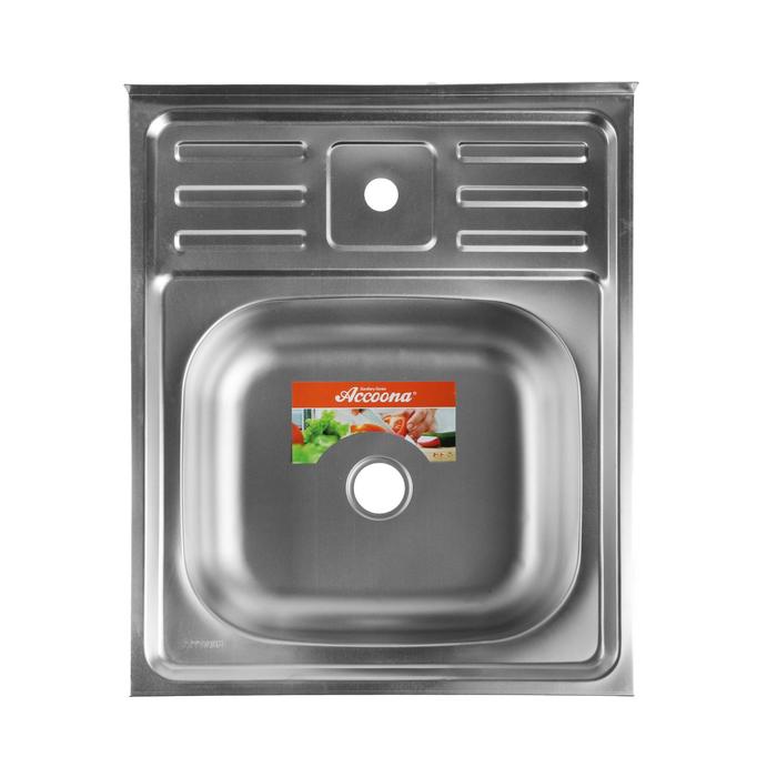 Мойка кухонная Accoona AD6050, накладная, толщина 0.4 мм, 500х600х140 мм, матовая