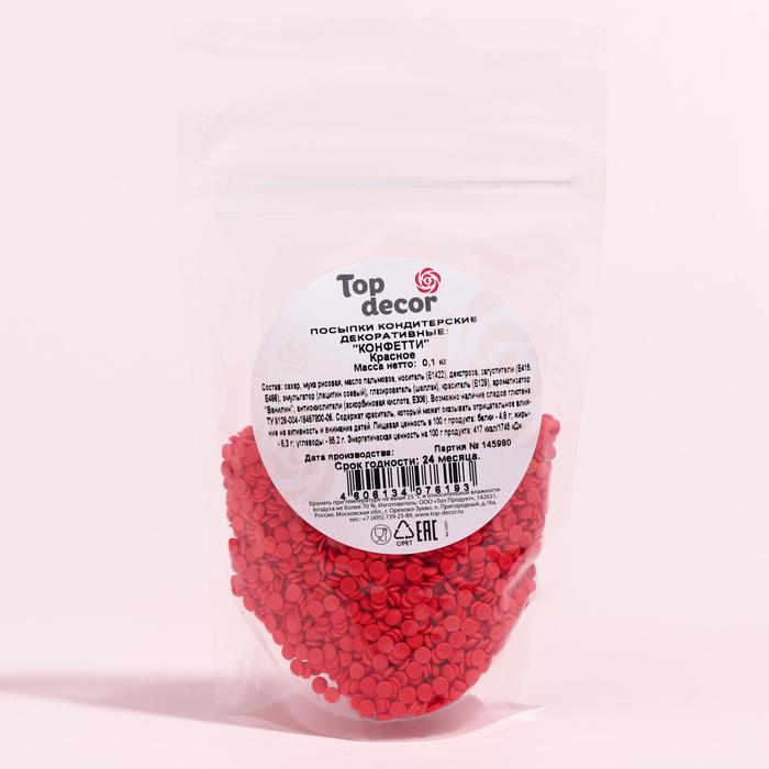 фото Посыпка «конфетти» красное, 100 г топ декор