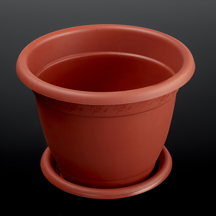 Горшок для цветов d=19 см "Борнео" 2,1 л, с подставкой, цвет терракотовый