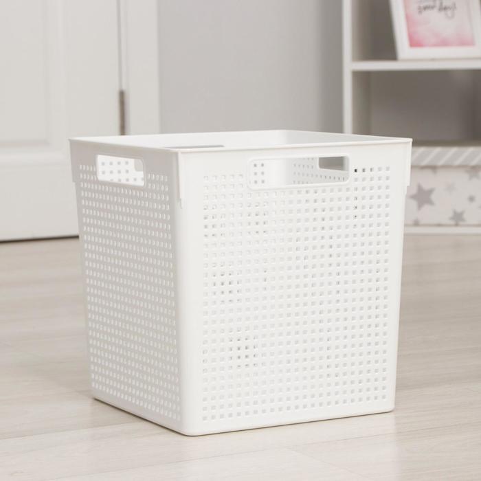 Коробка для хранения «Лофт», 23 л, квадратная, цвет белый