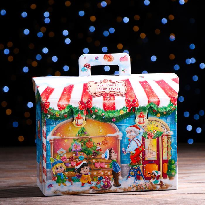 Подарочная коробка Новогодняя кондитерская 25 х 9 х 19,5 см, подарочная коробка новогодние маршруты 29 х 9 х 25 см