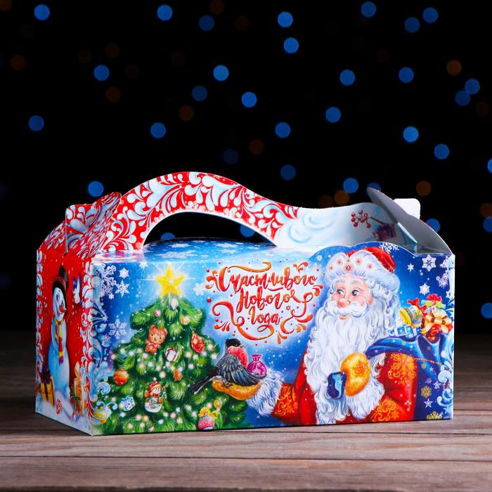 Подарочная коробка С Новым Годом 22,5 х 10 х 10 см, коробка подарочная с новым годом крафт 20 х 18 х 5 см