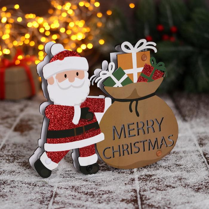 Украшение ёлочное Дед Мороз с мешком подарков 19х16 см