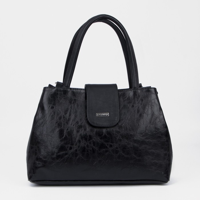 

Сумка-тоут на молнии, наружный карман, длинный ремень, цвет чёрный