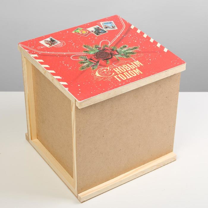 Ящик деревянный бандероль «Посылка», 25 × 25 × 25 см