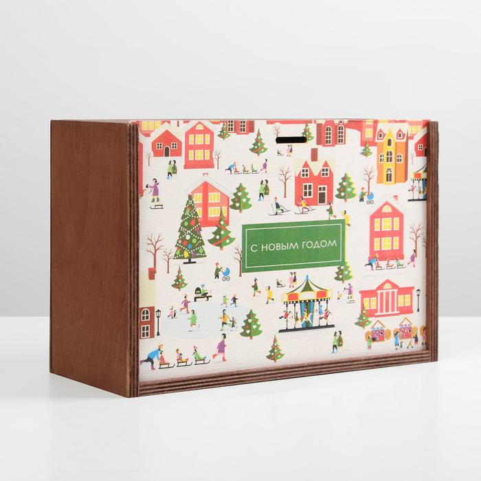 Ящик деревянный «Город», 20 × 30 × 12 см