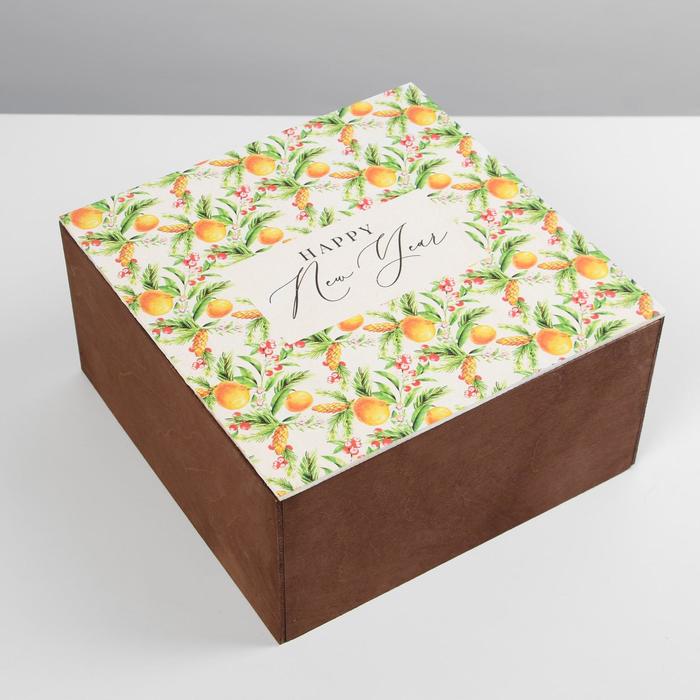 Ящик деревянный «Мандарины», 20 × 20 × 10 см