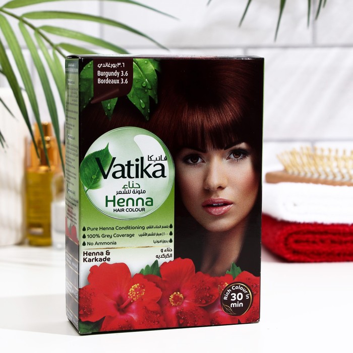 Хна для волос Vatika Henna Hair Colours Burgundy, 6 шт. по 10 г