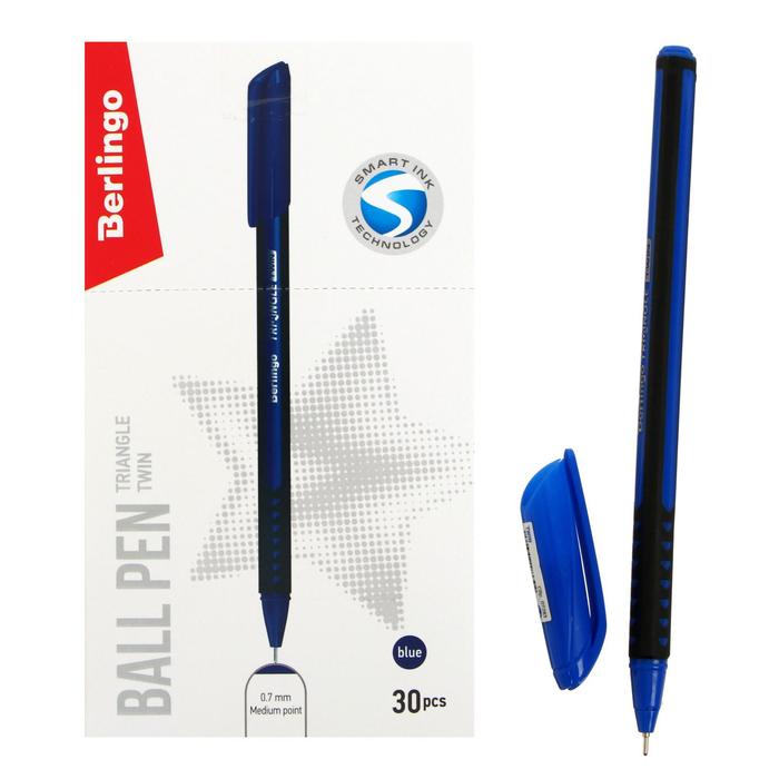 Ручка шариковая Berlingo Triangle Twin, 0,7 мм, игольчатый стержень, синяя 309748