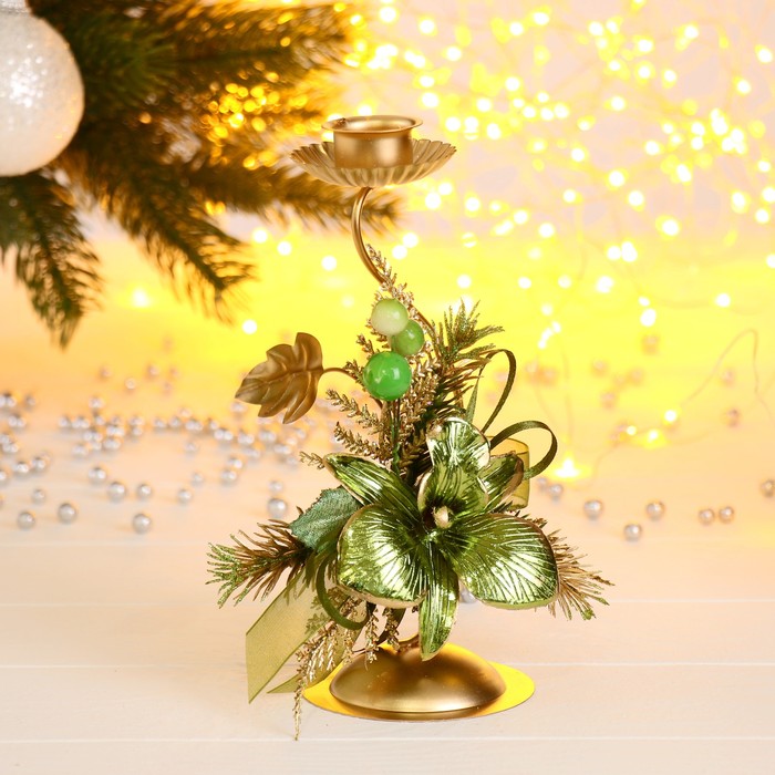 Подсвечник на одну свечу "Золотой изгиб" цветок