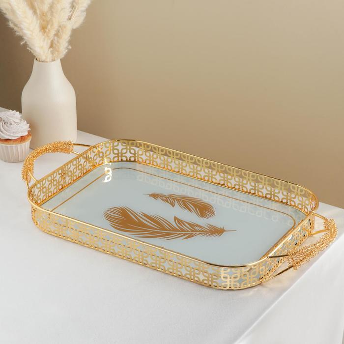 Подставка для десертов «Перья», 54×30,5×5,7 см, цвет металла золотой