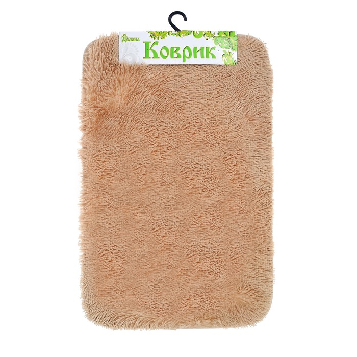Коврик для ванной пушистый, 50х80 см, цвет бежевый