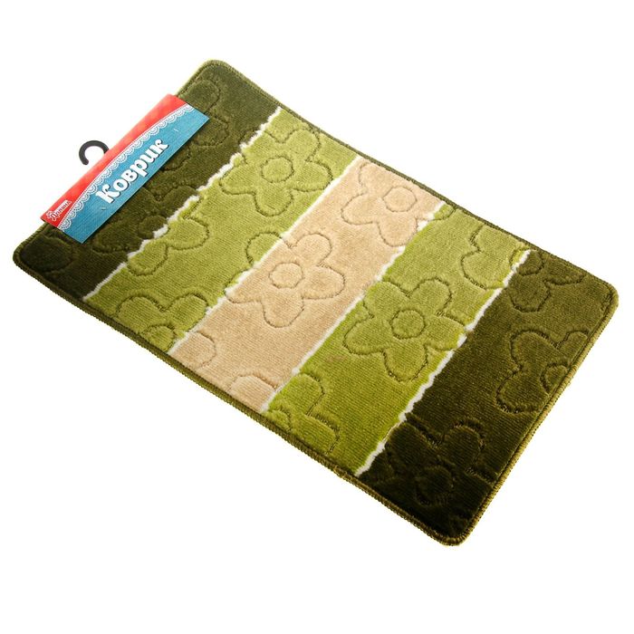 Коврик для ванной "Ромашки", цвет зеленый