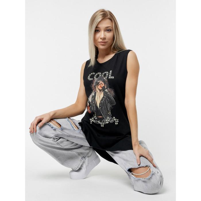 фото Футболка без рукавов женская чёрного цвета, размер 48-50 mtforce