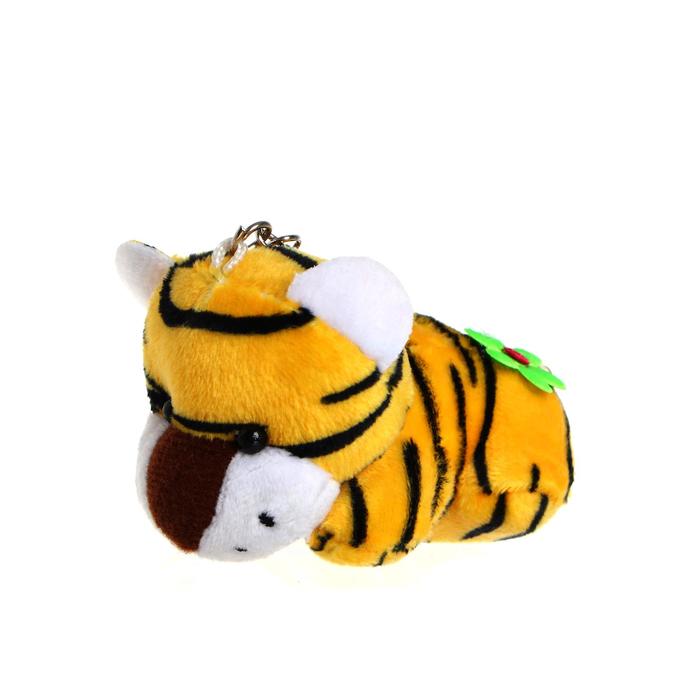 Мягкая игрушка Тигр с цветком, на брелоке, цвета МИКС