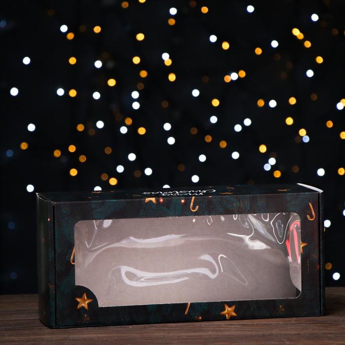 Коробка самосборная, с окном, Счастливого Рождества, 16 х 35 х 12 см, 1 шт.
