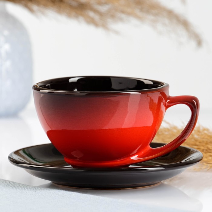 Чайная пара Элегант 0,25л / 11х6,5см + блюдце 15см, красный пара чайная тирамису d 15см борисовская керамика