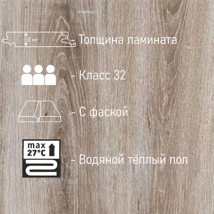 

Ламинат Sunfloor SF32TV-32 Дуб Джонсон, 32 класс, 8 мм, 2,153м2
