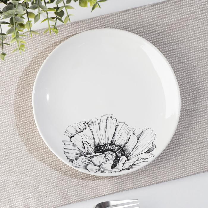 Тарелка «Монохром», d=18,5 см, белая, фарфор тарелка тигровая лилия d 26 см белая фарфор