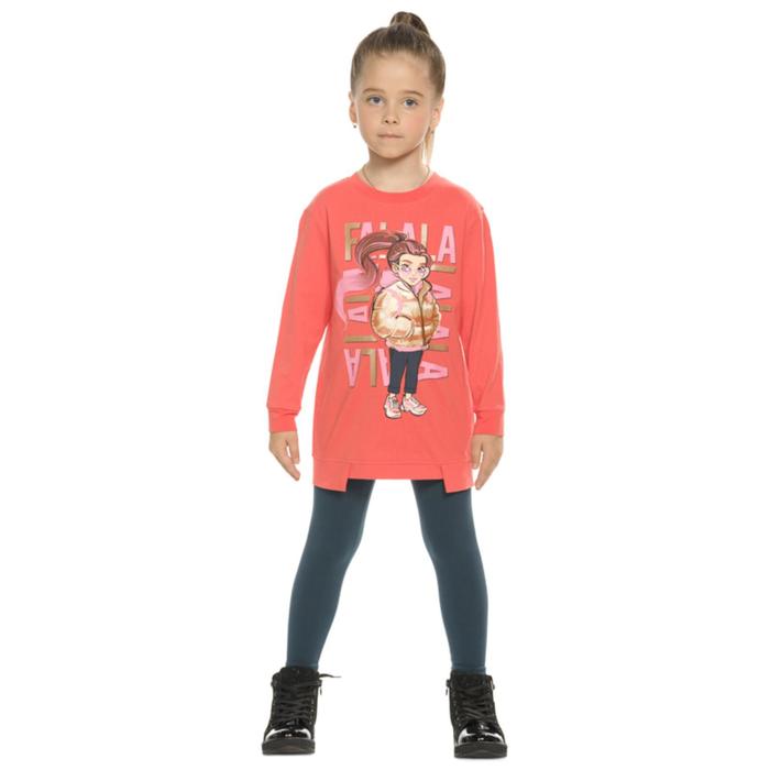 Комплект для девочек, рост 86 см, цвет коралловый комплект из футболки и бриджей для девочек рост 86 см цвет лаванда