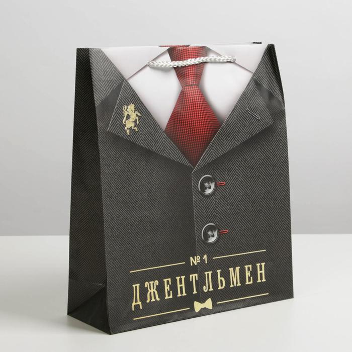 Пакет подарочный ламинированный, упаковка, «Джентльмен», ML 21 х 25 х 8 см