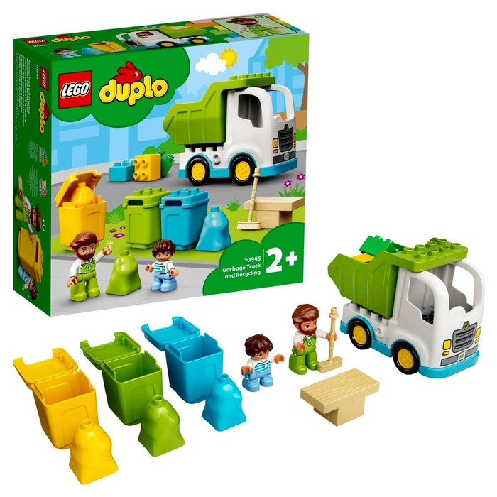

Конструктор Lego DUPLO «Мусоровоз и контейнеры для раздельного сбора мусора», 19 элементов
