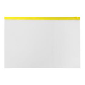 Папка-конверт на ZIP-молнии A4 150 мкм, Calligrata, прозрачная, жёлтая молния