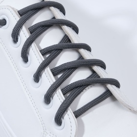 Шнурки для обуви, пара, круглые, d = 5 мм, 110 см, цвет тёмно-серый Ош