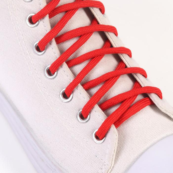 фото Шнурки для обуви, пара, круглые, d = 5 мм, 110 см, цвет красный onlitop