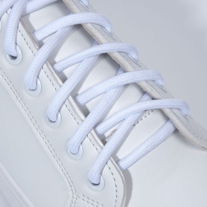 Шнурки для обуви, пара, круглые, d = 5 мм, 110 см, цвет белый