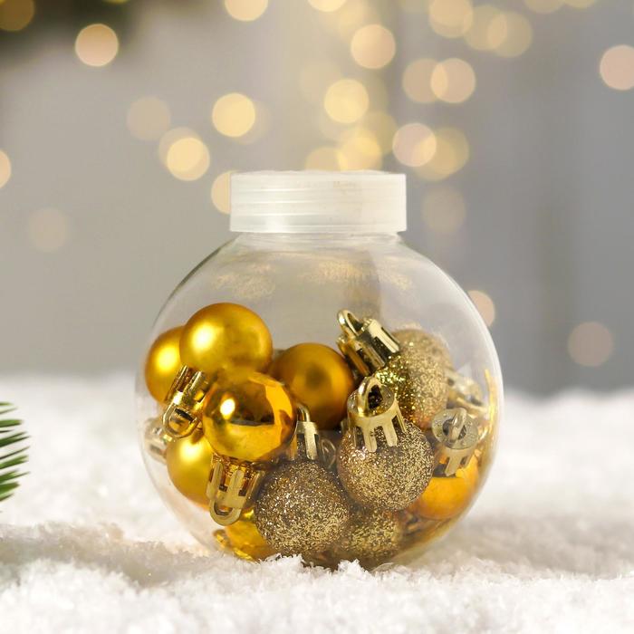 фото Набор шаров пластик d-2 см, 18 шт "небылица" золото зимнее волшебство