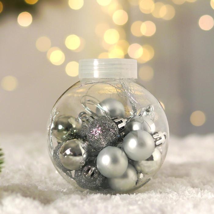фото Набор шаров пластик d-2 см, 18 шт "небылица" серебро зимнее волшебство