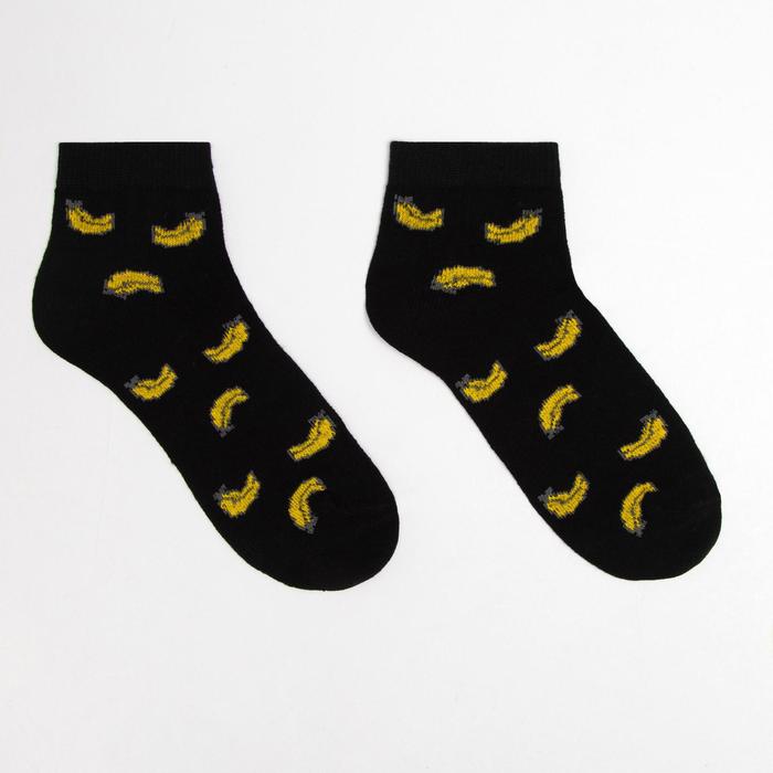 Носки детские «Бананы» цвет чёрный, размер 16-18