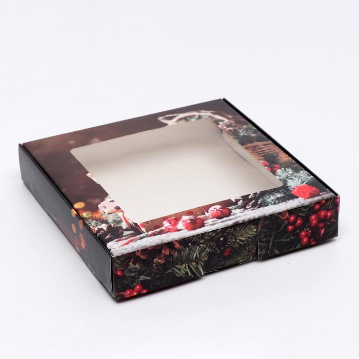 Коробка самосборная "Новогодние подарки", 16 х 16 х 3 см
