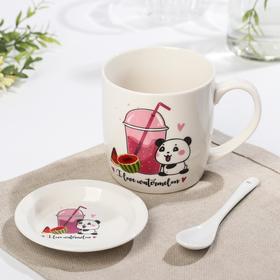 

Кружка «Фрэш», с подставкой и ложкой 320 мл, рисунок МИКС