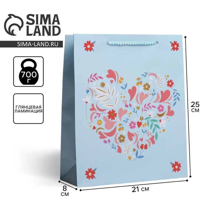 

Пакет подарочный ламинированный, упаковка, Present for you, ML 21 х 25 х 8 см