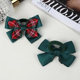 

Резинка для волос "Бантик" (цена за пару) классика клетка, цвет микс