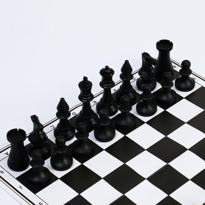 Набор шахматы и шашки, шахм. поле,фигуры пластик, король h=7 см,пешка h=4 см, d шашки=2.9 см