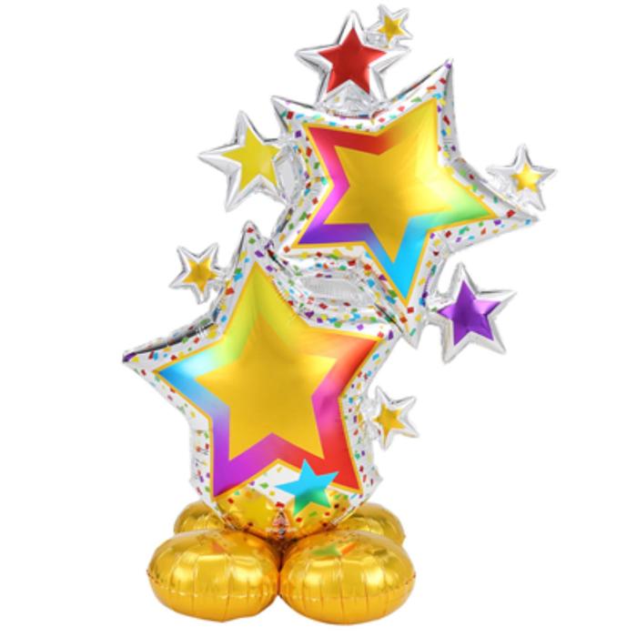 Шар фольгированный 59 «Звёзды разноцветные», фигура под воздух шар фольгированный 58 гном с подарком фигура под воздух