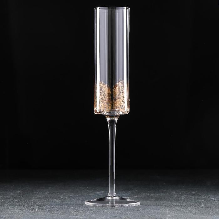 Бокал из стекла для шампанского Magistro «Золотой лист», 170 мл, 5×24 см бокал стеклянный для вина magistro золотой лист 300 мл 7×19 5 см