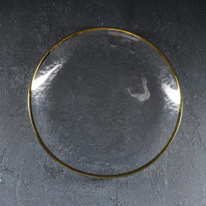 Тарелка стеклянная обеденная «Руно», d=26,5 см, цвет каёмки золотой тарелка стеклянная обеденная бурлеск d 27 см цвет золотой
