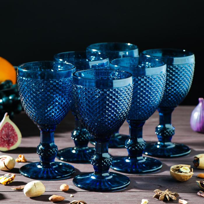 Набор бокалов из стекла Magistro «Вилеро», 280 мл, 6 шт, цвет синий