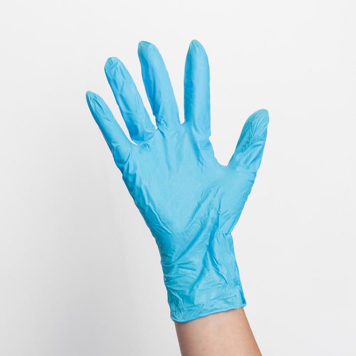 Перчатки A.D.M. нитровиниловые, ультрасофт, размер L, 100 шт/уп, 6 гр/пара, цвет голубой